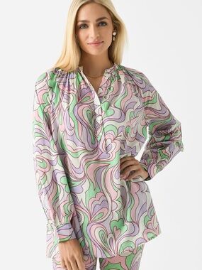 NEW V. DE. VINSTER Gobinde Tunic Blouse Pastel Color Mod Design Oversized S NWT